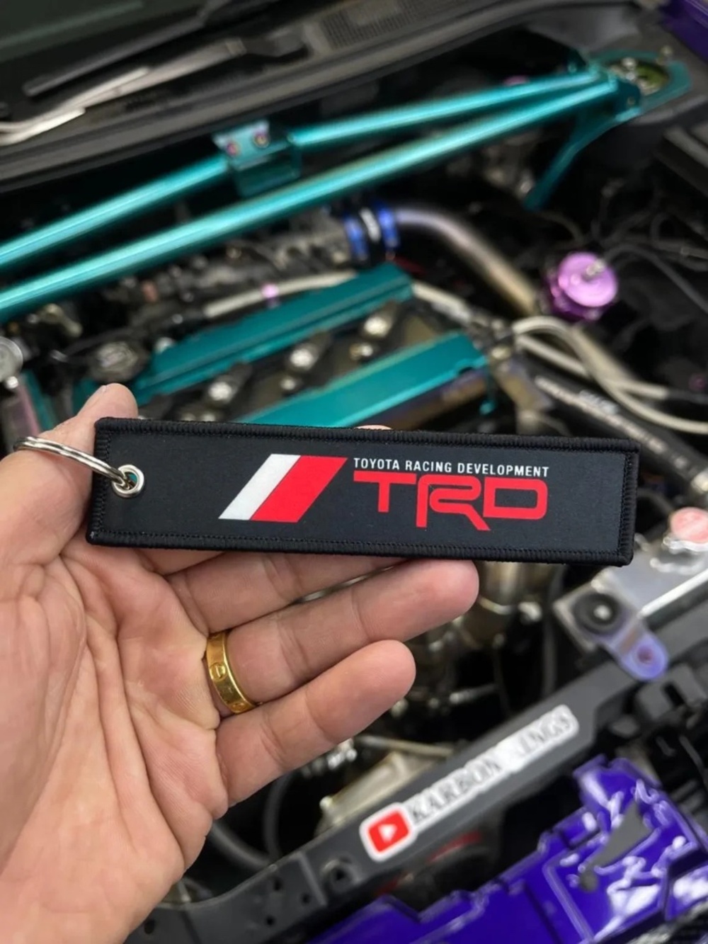 TRD Toyota Racing Development Key tag keychain black and red